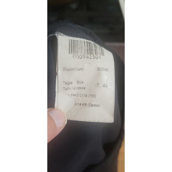 Piazza Sempione Women Black Wide Pants Made in Italy sz 12 cuffed hem 30" waist - Picture 6 of 9